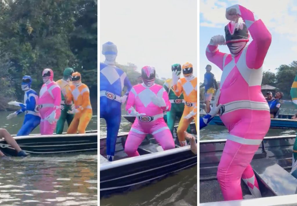 grupo-de-amigos-vira-atracao-ao-se-fantasiar-de-power-rangers-e-animar-turistas-no-to;-video